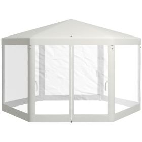 13' x 11' Hexagon Screen Tent & Sun Shelter with Mesh Walls and 2 Zippered Doors – Outdoor Party Canopy