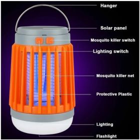 Solar Rechargeable Camping Lantern, USB Mosquito Killer & LED Bug Zapper (Option: Orange)