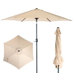 9 ft Patio Umbrella, Outdoor Market Umbrella with Push-Button Tilt & Crank (Option: Beige)