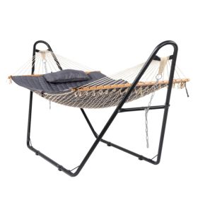 Hammock with Stand, Double Outdoor Hammock with Padded Bed, Adjustable Steel Frame (Option: Gray)