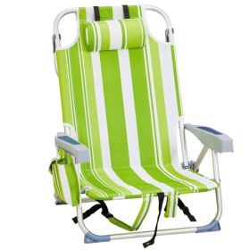 Folding Beach Chair Adjustable Camping Chair – Green Stripes (Option: 39308293)