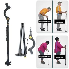 Adjustable Folding Walking Cane, Posture Support Hiking Stick with Ergonomic Handle (Option: 1PC)