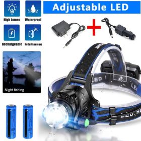 Rechargeable LED Headlamp, 3-Mode Zoom Headlight with Batteries & Chargers (Option: 1set)