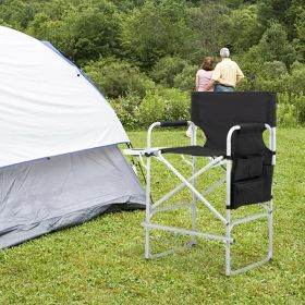 Folding Director's Camping Chair with Footrest, Side Table & Cup Holder (Option: 43649365)