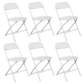 6-Piece White Plastic Folding Chairs, Heavy-Duty Outdoor & Camping Seating (Option: 68766516)