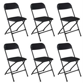 6-Piece Plastic Folding Chairs, Heavy-Duty Outdoor & Camping Chairs, Black (Option: 6Pcs)