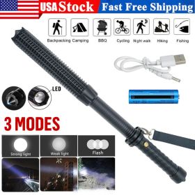 Rechargeable Telescopic LED Flashlight, Zoomable 3-Mode Camping & Emergency Torch (Option: Black)