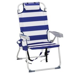 Folding Beach Chair with 5-Position Recline, Aluminum Frame & Cup Holder (Option: 14845810)