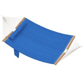 2-Person Outdoor Hammock with Pillow & Quilted Pad, 440 lb Capacity, Navy Blue (Option: Navy Blue-780x220x220 mm)